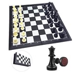 Lexibook Chessman® Classic, Jeu d'échecs magnétique et pliable, 32 pièces, Jeu de société famille, Noir/Gris, CGM320
