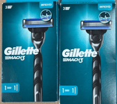 Pack of 2 x 3x Mens Gillette Mach 3 Razor Handle + 1 Shaving Blade Head Precisio