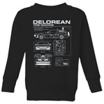 Back To The Future Delorean Schematic Kids' Sweatshirt - Black - 3-4 Years