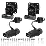 AGRISHOP 2 pièces Fiche Remorque 3broches 12v 24v et 2 pièces Prise Remorque 3broches,Fiche Attelage 3 pin Mâle pour Agricole Véhicule,Voiture Porte-vélo,Prise d'attelage,Prise 3 plots Agricole