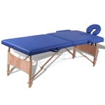 vidaXL Hopfällbar massagebänk med 2 sektioner träram blå 110075
