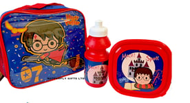 3PC KIDS CHILDRENS INSULATED LUNCH BAG SET SANDWICH BOX AND BOTTLE HARRY POTTER