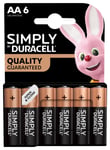 Duracell Simply AA alkaliske batterier 6-pk.