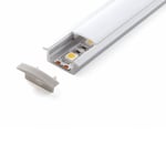 Alu Profil til LED bånd, 2000 x 23,2 / 17,1 x 8 mm, alu/opal. For indbygning