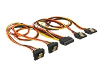Delock - Strömdelare - SATA-ström (P) spärrad till SATA-ström (R) metallklämma - 3.3 / 5 / 12 V - 50 cm - svart, gul, röd, orange