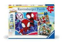Ravensburger - Puzzle pour enfants - 3x49 pièces - Spidey, le lanceur de toile - Dès 5 ans - Puzzle de qualité supérieure - 3 posters inclus - Spidey et ses amis extraordinaires - 05730