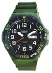 Casio Analog Army Green Resin Band Black Dial Quartz MRW-210H-3A 100M Mens Watch