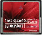 Kingston minneskort, CF, 16GB, Elite Pro CompactFlash, 266x - (CF/16GB-U