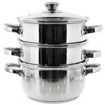 Swan household ® - 3 Tier Stainless Steel Kitchen Steamer with Glass Lid Features A Steam Hole