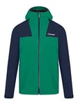 Berghaus Men's Kember Vented Waterproof Shell Jacket, Durable, Breathable Rain Coat, Verdant Green/Dusk, L