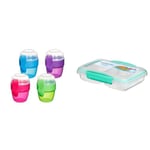 Sistema Snack Capsule To Go | with 2 Compartments & spork | 515 ml | Assorted Colours & Small Split TO GO Food Storage Container | 350 ml | Lunch Box with Compartments | BPA-Free | assorted colors