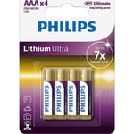 Philips Ultra Lithium AAA batterier, 4 st.