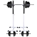 Barbell Squat Rack with Barbell and Dumbbell Set 60.5 kg vidaXL