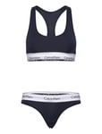 Calvin Klein Unlined Bralette/Thong Gift Set Marinblå