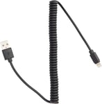 Maplin Lightning to USB-A Coiled Curly Charging Cable Extending to 0.5m, Black, Compatible with all iPhones 14, 13, 12, 11, SE, iPad Air/Mini (2019), iPad (up to 2021), Airpods (w/Lightning Case)
