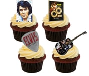 Made4You Elvis Presley Fan Mix, Edible Cupcake Toppers - Stand-up Wafer Cake Decorations (Pack of 12)