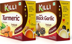 KILLI Turmeric | Aged Black Garlic Instant Extract, 2 Packs of 10 Sachets