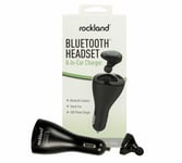 Rockland RBT006 Bluetooth Earpiece Headset & In Car Phone Charger Hands Free