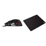 Corsair M65 ELITE RGB Optical FPS Gaming Mouse - Black & MM100 Medium Cloth Surface Mousepad (Glide-Optimised Textile Surface, Anti-Slip Base, Designed for Optical and Laser Mice) - Black