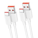 Lot de 2 Câble USB-C Rapide 6A pour Xiaomi 13T, 13T Pro, Xiaomi 13 Ultra, Xiaomi 13, 13 Pro, 13 Lite - 1 Mètre Blanc - BOOLING