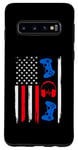 Coque pour Galaxy S10 Manette de joueur drapeau américain 4 juillet Patriot garçons enfants hommes