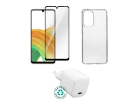 eSTUFF - Tillbehörssats för mobiltelefon - charger, cover, glass - för Samsung Galaxy A33 5G