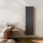 EMKE Radiateur Vertical, 1600x460 mm, Radiateur Plat Avec Design À Raccordement Central, Radiateur À Panneaux Double Couche Mural, Anthracite, 1490 Watts
