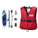Hydro-Force SUP, Inflatable Stand Up Paddle Board, Complete Set with Kayak Conversion Kit, Multiple Styles, Sizes 11.2FT, 10FT, 9FT & Helly Hansen Sport II Buoyancy Aid Unisex Red/Ebony 70/90