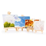 Mini Canvas And Natural Wood Easel Set For Art Painting Drawing C 14 * 20