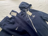 Nike Swoosh Fleece Tracksuit Set Sportswear Club FZ Hoodie And Joggers SET NSW S