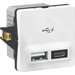 LK Fuga USB-lader A+C - max. 2,4A, hvid