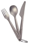 Lifeventure Superlight Titanium Camping Cutlery Set With Karabiner - Ultra Lightweight Camping Cutlery Ideal For Camping Or Travel