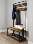 Industrial Coat Rack Stand Bench Hallway Furniture Hooks Large Tree Shoe Storage