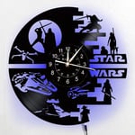 Beach Love Star War Vinyl Record Wall Clock Night Lamp 7 Color LED Wall Clock Star Wars Gifts for Men,Women,Boys,Kids,Living Room Bedroom Study Wall Art Clock