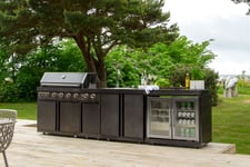 Utekök med grill Svart Wisconsin Myoutdoorkitchen Black Collection Kyl Vask Sidobrännare