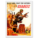 Artery8 War WWII USA Build Fight Victory Join The Seabees Soldier Tractor A4 Artwork Framed Wall Art Print