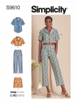 Simplicity Misses' Set of Shirts, Cropped Pants and Shorts Sewing Pattern, S9610