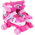 YUANYI Taille Réglable Rollers Quad pour pour Enfants, Femmes Et Hommes Rollers pour Débutants Adolescents Garçons Filles Kit De Protection Rollers Quad,Pink-M（33-37）