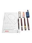 rOtring Isograph Fineliner Pen & Pencil College Sæt | 3 tekniske kuglepenne (0,25 mm, 0,35 mm, 0,50 mm) og mekanisk blyant (0,5 mm) + tilbehør