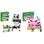 LEGO 21245 Minecraft Le Refuge Panda, Jouet De Maison Amovible, avec Figurines Animaux Et Squelette & 21247 Minecraft La Maison Axolotl, Base Aquatique à Construire avec Plongeur Explorateur