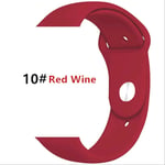 SQWK Strap For Apple Watch Band Silicone Pulseira Bracelet Watchband Apple Watch Iwatch Series 5 4 3 2 42mm or 44mm ML red wine 10