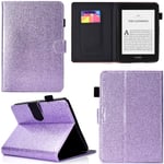 DodoBuy Case for Kindle Paperwhite, Sparkly Magnetic Flip Smart Cover PU Leather Slim Wallet Bag Stand with Card Slots - Purple