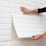 10Pcs 3D Brick Pattern Wall Sticker, Self Adhesive Wall Panels,Pe Foam Soundproofing Wall Stickers Decorative Wallpaper Soundproofing Moisture-Proof Wall Panels ,70*77Cm/Pcs (White)