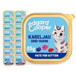 Edgard & Cooper Nourriture pour Chat Humide Junior sans céréales Kitten Nourriture pour Chat de qualité supérieure pour Chat morue et Poulet 85 g (Lot de 16), abats nutritifs, ingrédients sains, 0%