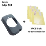 1 étui et 3 films de protection d'écran pour Garmin,compatible avec les modèles Edge 130 plus 520 530 540 830 840 1000 1030 1040 Explore 520 Plus et GPS - Type 530 HD Film