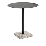 HAY - Terrazzo Table Round - Anthracite - Grey Terrazzo - Ø70 cm - Ruokapöytä - Daniel Enoksson - Harmaa - Metalli/Kivi