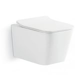 WC suspendu en céramique sans rebord - Kiamami Valentina - Rock - Blanc - Technologie Rimless