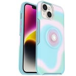 OtterBox iPhone 14 & iPhone 13 Otter + Pop Symmetry Series Clear Case - GLOWING AURA (Pink), integrated PopSockets PopGrip, slim, pocket-friendly, raised edges protect camera & screen