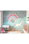 Rainbow Unicorn Matt Smooth Paste the Wall Mural 350cm wide x 280cm high