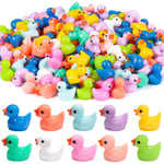 200 st Mini Ankor 10 Färger Små Anka Figurer Mini Resin Ankor Plast Små Miniatyr Ankor Bulk för Dockhus Dekoration Mikro Fe-trädgård Landskap A 10 pcs